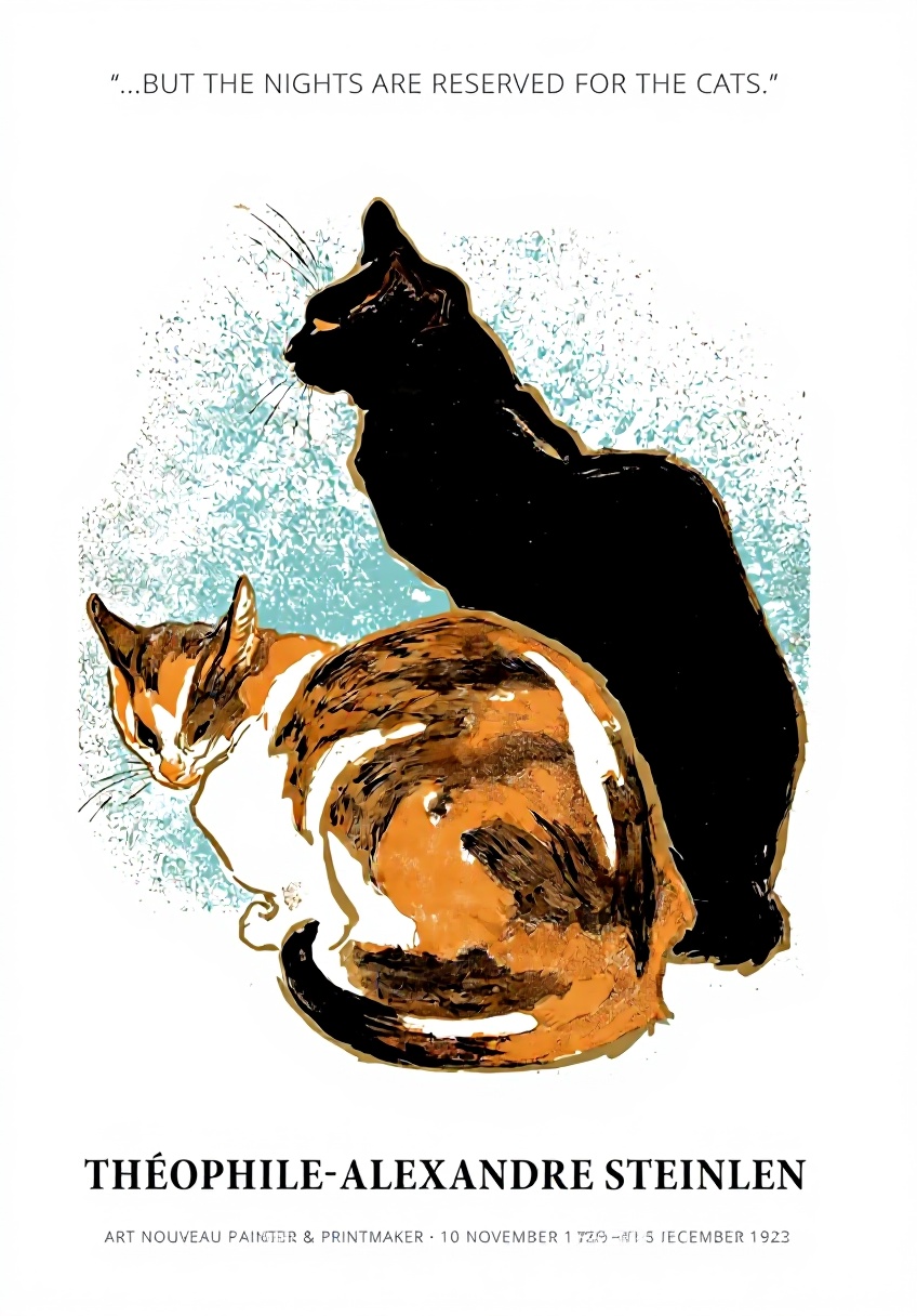 Poster Gatti Steinlen Decorazione Pareti Carta Premium