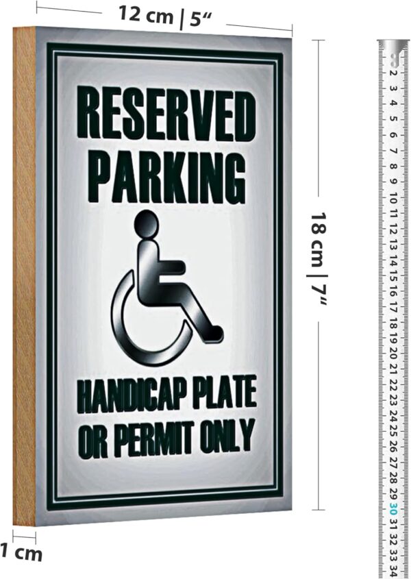 Targa Parcheggio Riservato Handicap Legno 12x18 cm-1