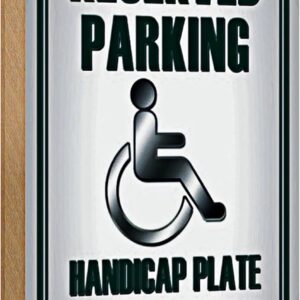 Targa Parcheggio Riservato Handicap Legno 12x18 cm-0