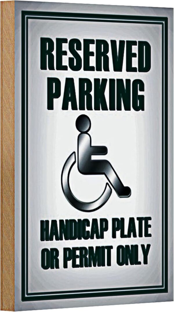 Targa Parcheggio Riservato Handicap Legno 12x18 cm-0