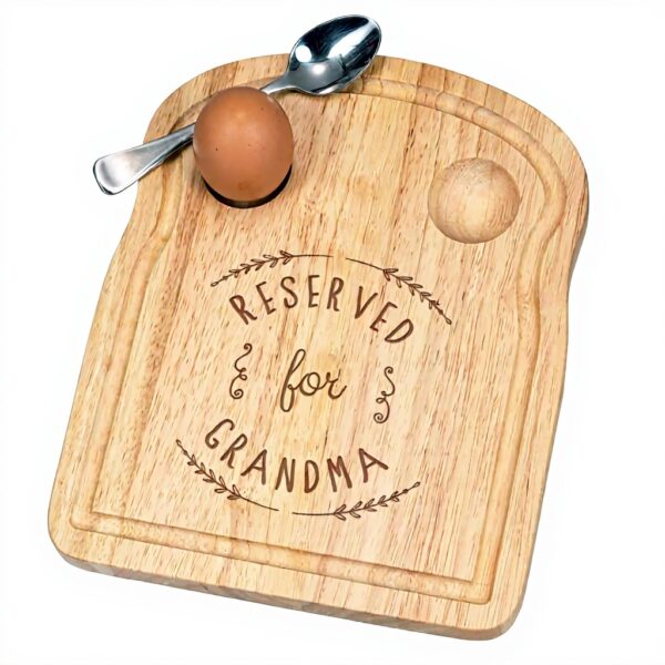 Portauovo in legno inciso design Nonna Colazione Gift Base