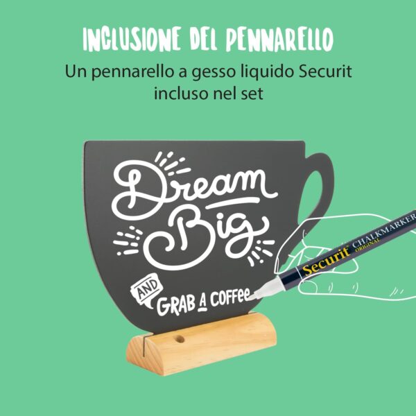 Set Lavagne da Tavolo SECURIT Base Legno Pennarello Gesso-3