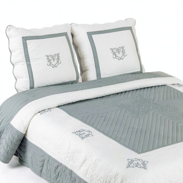 Copriletto Alpes Blanc 100% cotone leggero Peaceland Grigio-1