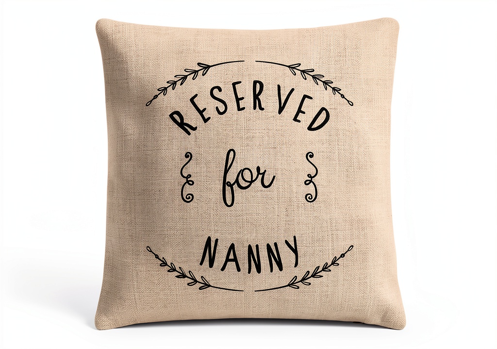 Copricuscino Gift Base Nanny effetto lino decorativo casa su un divano grigio