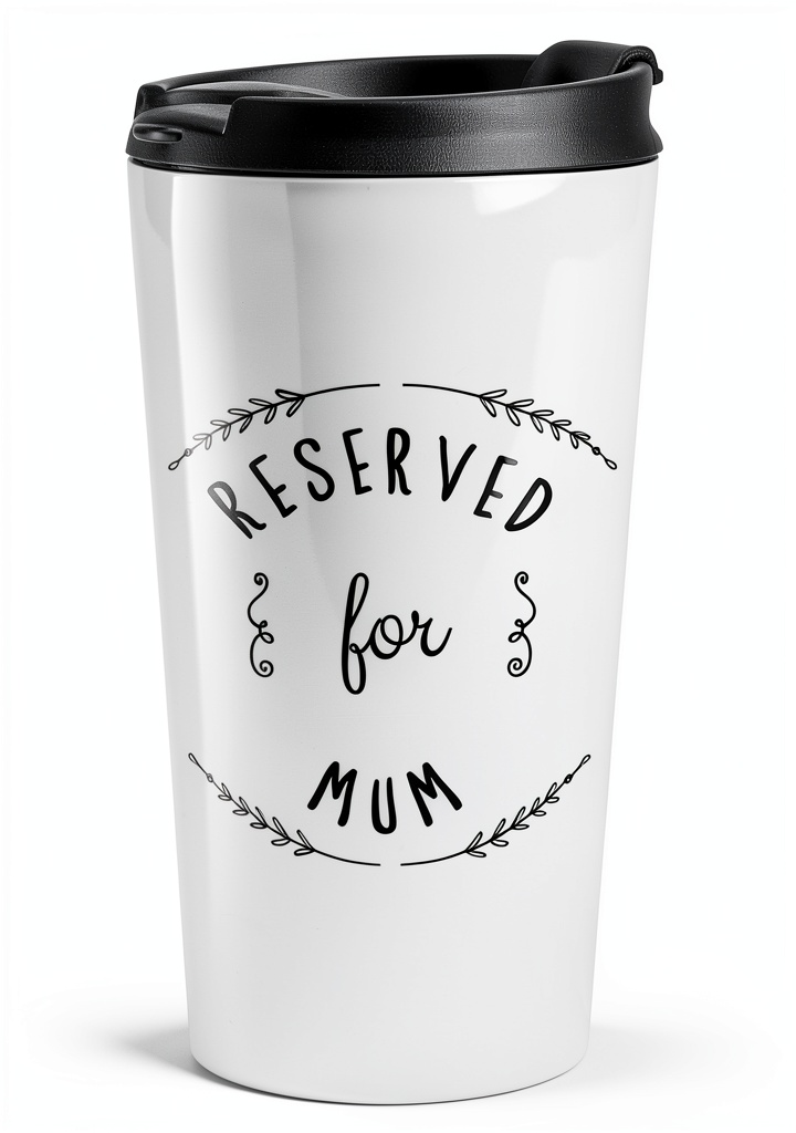 Tazza Viaggio Gift Base Termica Regalo Mamma Isolata in uso su un tavolo da giardino