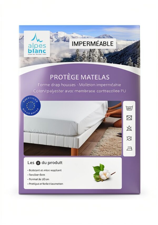 Coprimaterasso impermeabile Alpes Blanc pile cotone bianco-1