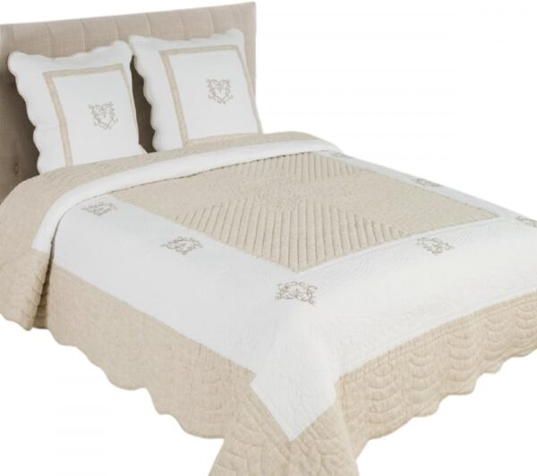 Copriletto Alpes Blanc cotone traspirante design elegante-2