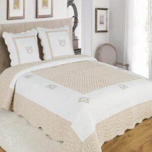 Copriletto Alpes Blanc cotone traspirante design elegante-0