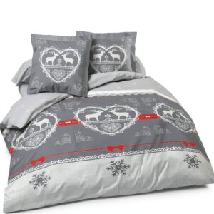 Alpes Blanc Lenzuola Matrimoniale Cotone Reversibile Grigio-0