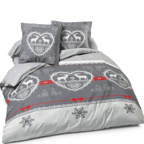 Alpes Blanc Lenzuola Matrimoniale Cotone Reversibile Grigio-0