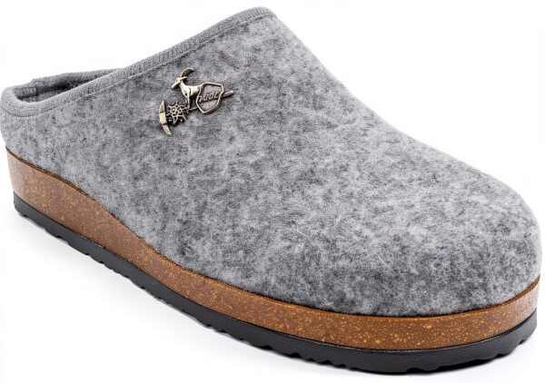 Bio Alpes Pantofole Uomo Grigio Feltro Lana Comodo-0
