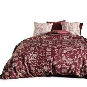 Alpes Blanc Copripiumino Reversibile 200x200 Bordeaux e Bianco-0