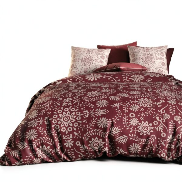 Alpes Blanc Copripiumino Reversibile 200x200 Bordeaux e Bianco-0