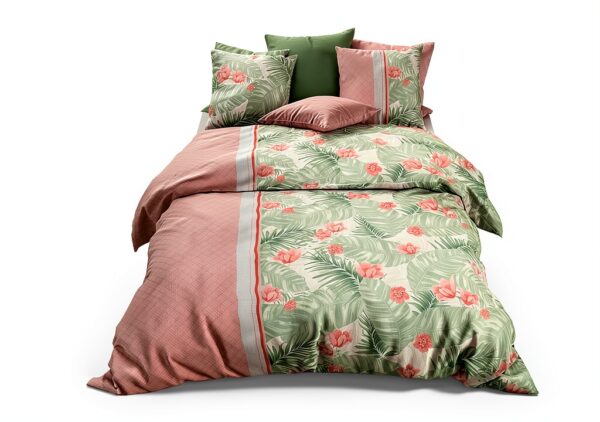 Alpes Blanc lenzuola 4 pezzi Bora 140x190 cm rosa reversibile-0
