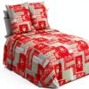 Copriletto Alpes Blanc Rosso Grigio 230x250 cm + 2 federe 65x65-2