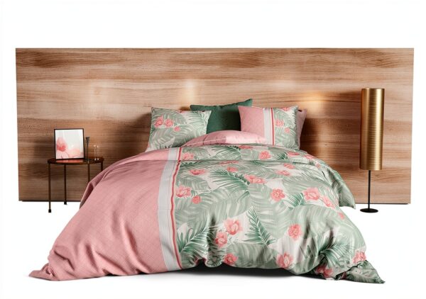 Alpes Blanc lenzuola 4 pezzi Bora 140x190 cm rosa reversibile-2