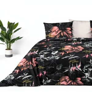 Copripiumino Alpes Blanc Belle de jour 240x220 Nero Viola modello 3986-0