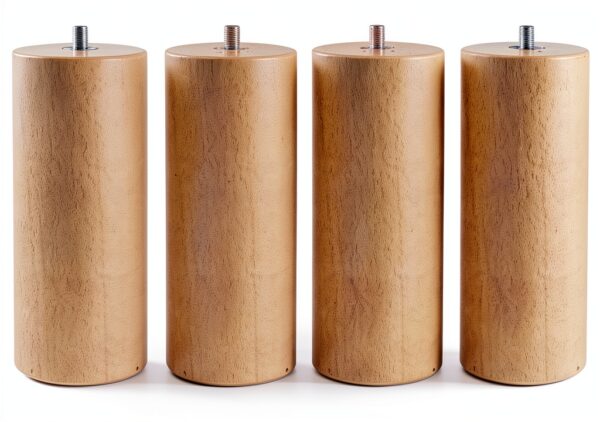 Alpes Blanc Set di 4 gambe in legno a forma di oliva per rete-0
