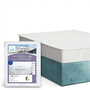 Alpes Blanc Coprimaterasso Spugna Impermeabile, Coprimaterasso Forma Vassoio – Dimensioni – 140 x 190-0
