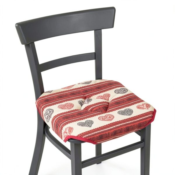 Alpes Blanc - Set di 6 cuscini per sedia 38x38 cm, motivo cuore rosso-2
