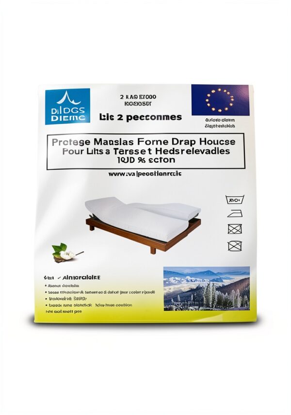 Coprimaterasso Alpes Blanc in cotone 200 g/m² - Bianco 200x160 cm-4