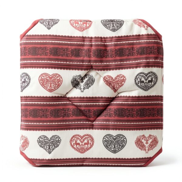 Alpes Blanc - Set di 6 cuscini per sedia 38x38 cm, motivo cuore rosso-1
