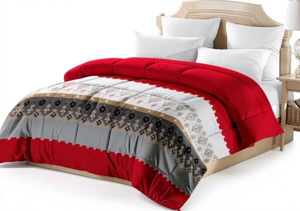 Alpes Blanc Piumone in microfibra, 600 g, morbido, rosso e bianco, 220 x 240 cm-2