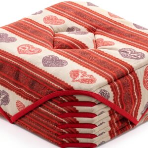 Alpes Blanc - Set di 6 cuscini per sedia 38x38 cm, motivo cuore rosso-0