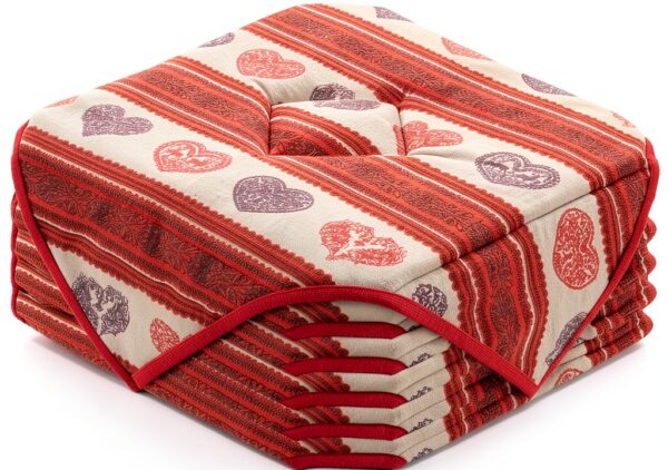 Alpes Blanc - Set di 6 cuscini per sedia 38x38 cm, motivo cuore rosso-0