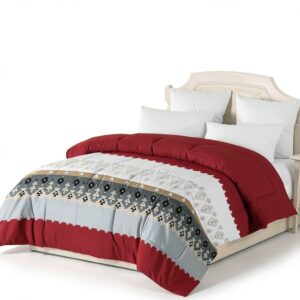 Alpes Blanc Piumone in microfibra, 600 g, morbido, rosso e bianco, 220 x 240 cm-0
