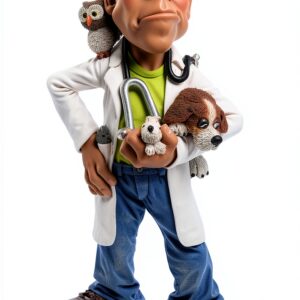 Les Alpes Figura Veterinario, 16,5cm - Statuina Figurina dipinta a mano in resina sintetica - collezione Funny World Mestieri Sanità Salute - 014 12027-0