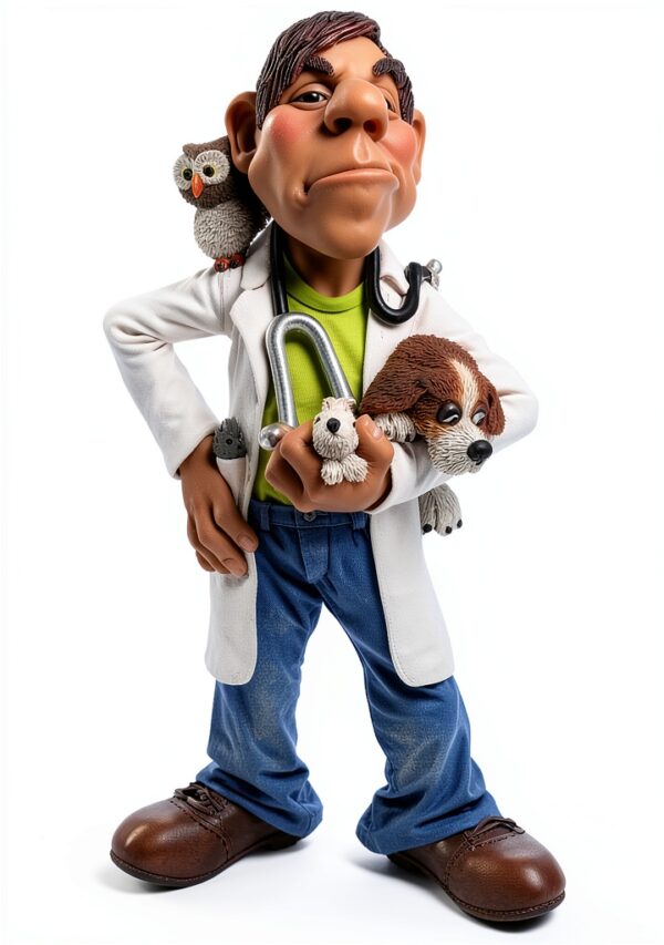 Les Alpes Figura Veterinario, 16,5cm - Statuina Figurina dipinta a mano in resina sintetica - collezione Funny World Mestieri Sanità Salute - 014 12027-0